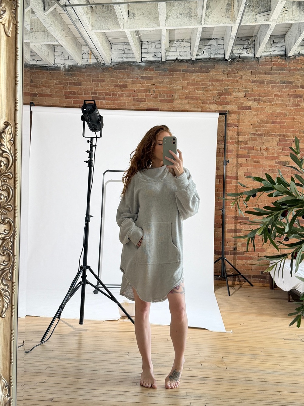 NWT Free people oversized hoodie gray size small